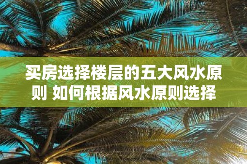 买房选择楼层的五大风水原则 如何根据风水原则选择房屋楼层