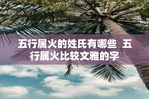 五行属火的姓氏有哪些  五行属火比较文雅的字