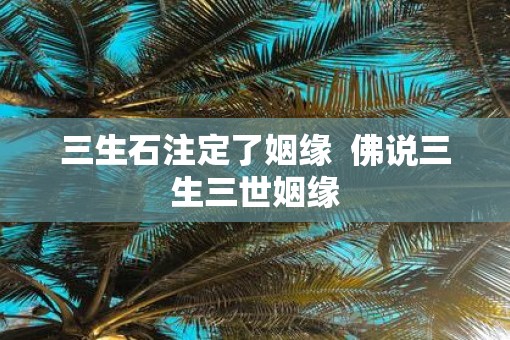 三生石注定了姻缘  佛说三生三世姻缘