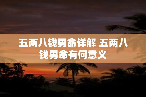 五两八钱男命详解 五两八钱男命有何意义