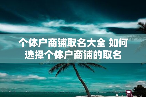 个体户商铺取名大全 如何选择个体户商铺的取名
