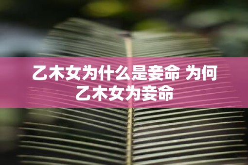 乙木女为什么是妾命 为何乙木女为妾命