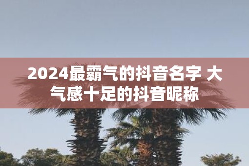 2025最霸气的抖音名字 大气感十足的抖音昵称