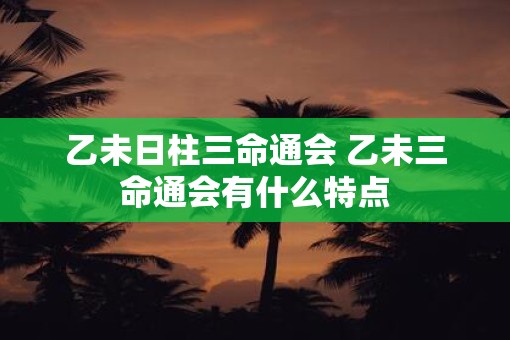 乙未日柱三命通会 乙未三命通会有什么特点