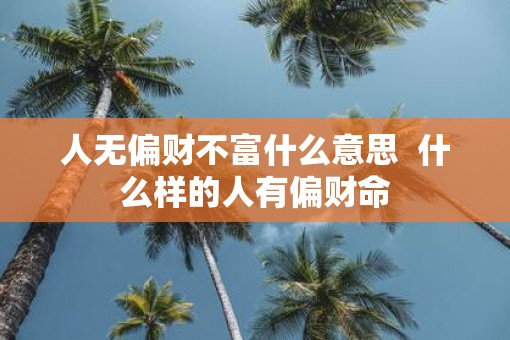 人无偏财不富什么意思  什么样的人有偏财命