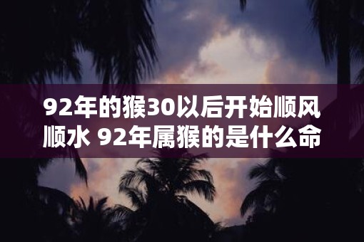 92年的猴30以后开始顺风顺水 92年属猴的是什么命