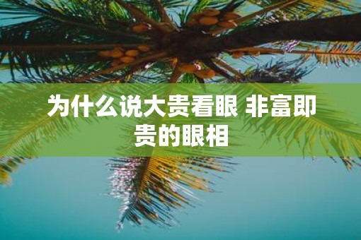 为什么说大贵看眼 非富即贵的眼相