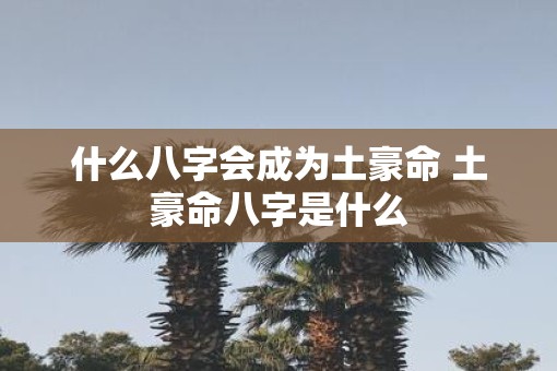 什么八字会成为土豪命 土豪命八字是什么