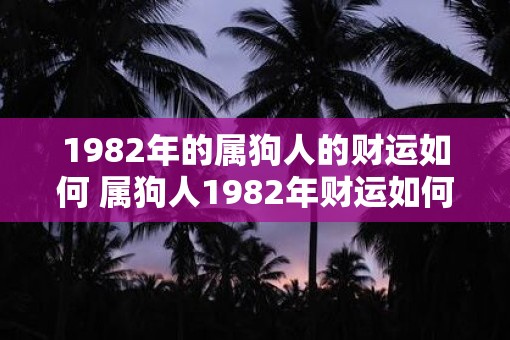 1982年的属狗人的财运如何 属狗人1982年财运如何