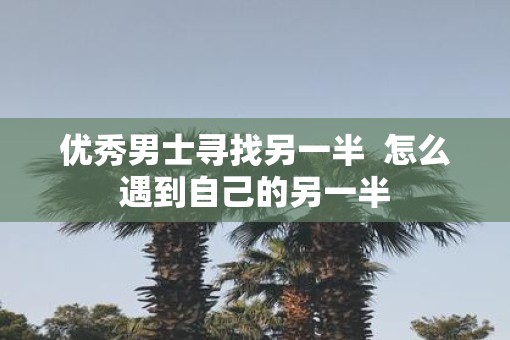 优秀男士寻找另一半  怎么遇到自己的另一半