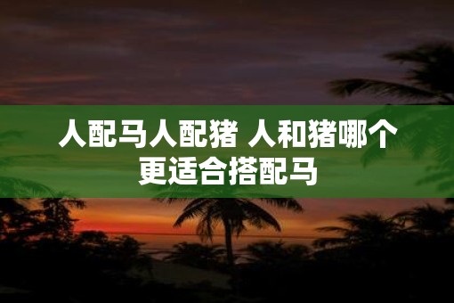 人配马人配猪 人和猪哪个更适合搭配马
