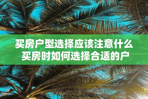买房户型选择应该注意什么 买房时如何选择合适的户型