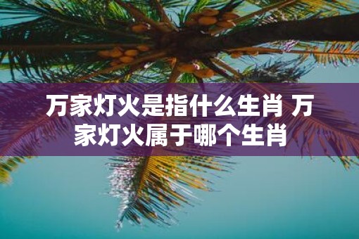 万家灯火是指什么生肖 万家灯火属于哪个生肖