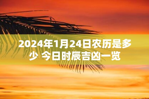 2025年1月24日农历是多少 今日时辰吉凶一览
