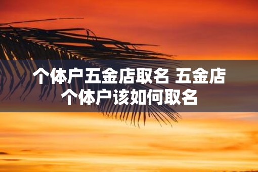 个体户五金店取名 五金店个体户该如何取名