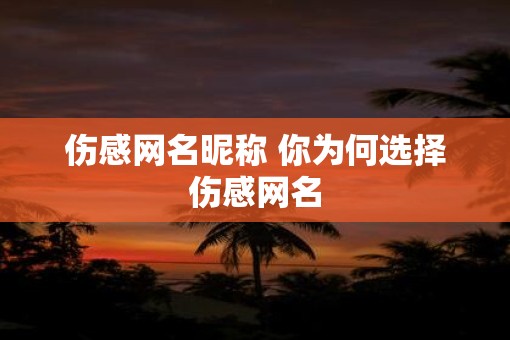 伤感网名昵称 你为何选择伤感网名