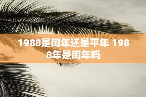 1988是闰年还是平年 1988年是闰年吗