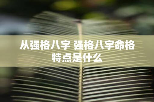 从强格八字 强格八字命格特点是什么