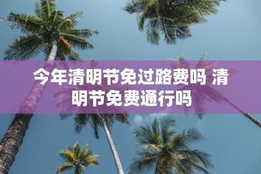 今年清明节免过路费吗 清明节免费通行吗