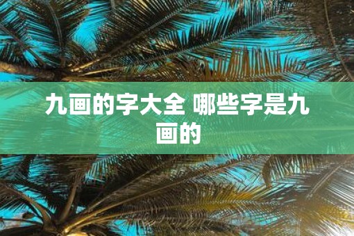 九画的字大全 哪些字是九画的