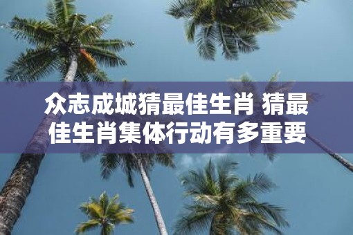 众志成城猜最佳生肖 猜最佳生肖集体行动有多重要