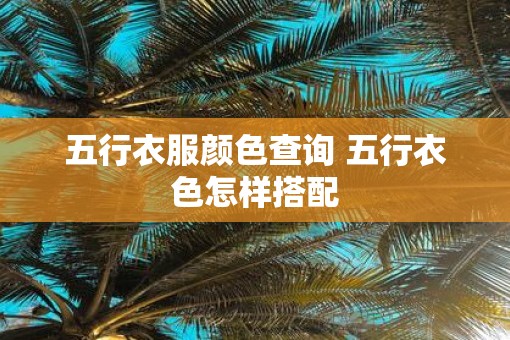 五行衣服颜色查询 五行衣色怎样搭配