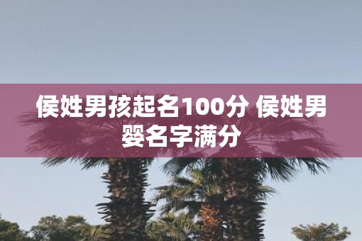 侯姓男孩起名100分 侯姓男婴名字满分