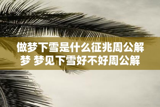 做梦下雪是什么征兆周公解梦 梦见下雪好不好周公解梦