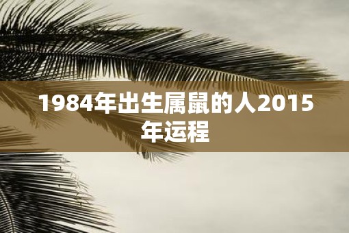 1984年出生属鼠的人2015年运程
