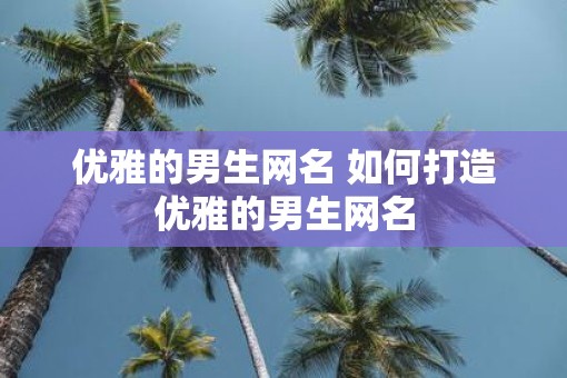 优雅的男生网名 如何打造优雅的男生网名