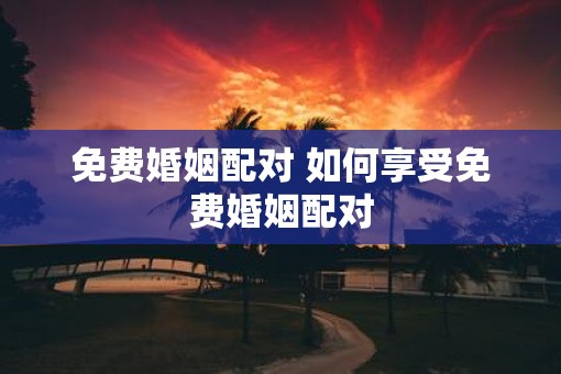 免费婚姻配对 如何享受免费婚姻配对