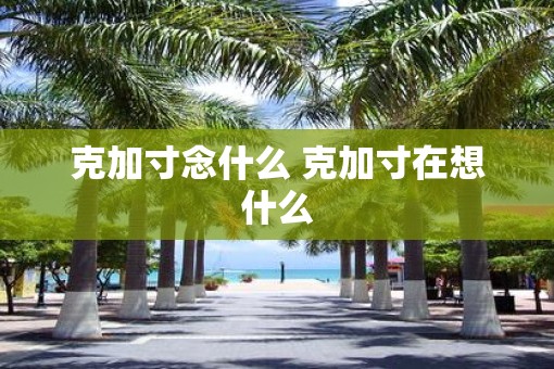 克加寸念什么 克加寸在想什么
