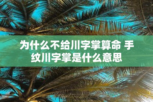 为什么不给川字掌算命 手纹川字掌是什么意思