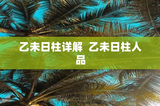 乙未日柱详解  乙未日柱人品