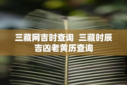 三藏网吉时查询  三藏时辰吉凶老黄历查询