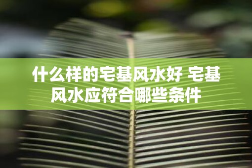 什么样的宅基风水好 宅基风水应符合哪些条件