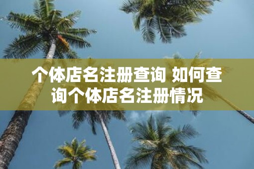 个体店名注册查询 如何查询个体店名注册情况