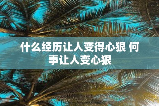 什么经历让人变得心狠 何事让人变心狠
