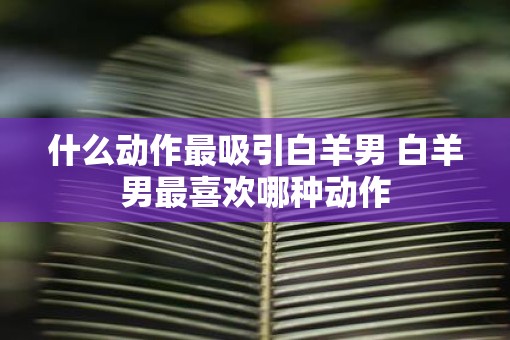 什么动作最吸引白羊男 白羊男最喜欢哪种动作 什么动作最吸引白羊男 白羊男最喜欢哪种动作