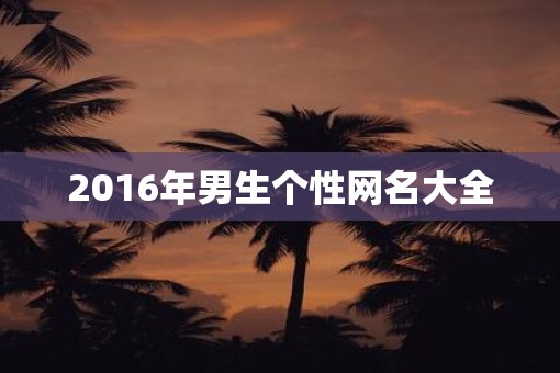 2016年男生个性网名大全