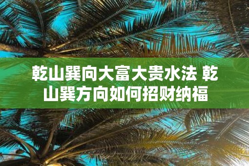 乾山巽向大富大贵水法 乾山巽方向如何招财纳福