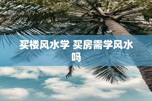 买楼风水学 买房需学风水吗