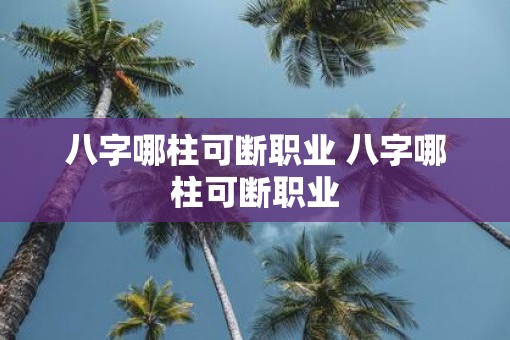 八字哪柱可断职业 八字哪柱可断职业