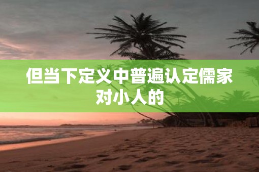 但当下定义中普遍认定儒家对小人的