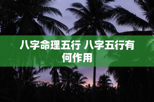 八字命理五行 八字五行有何作用