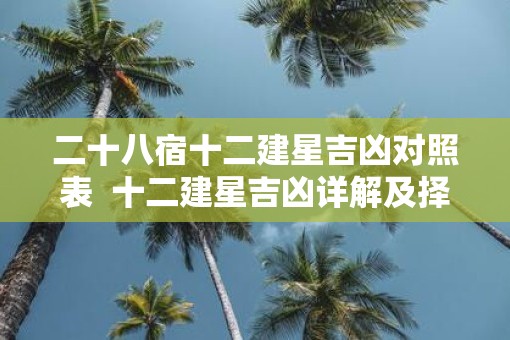 二十八宿十二建星吉凶对照表  十二建星吉凶详解及择吉运用