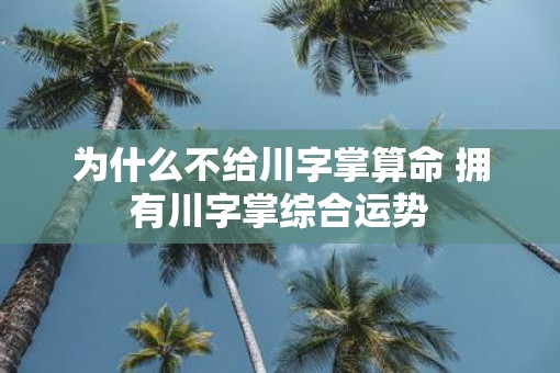 为什么不给川字掌算命 拥有川字掌综合运势