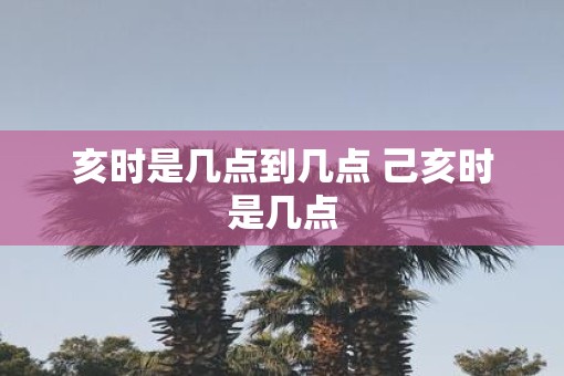 亥时是几点到几点 己亥时是几点