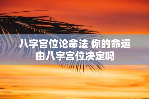八字宫位论命法 你的命运由八字宫位决定吗