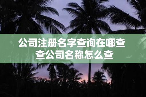 公司注册名字查询在哪查  查公司名称怎么查